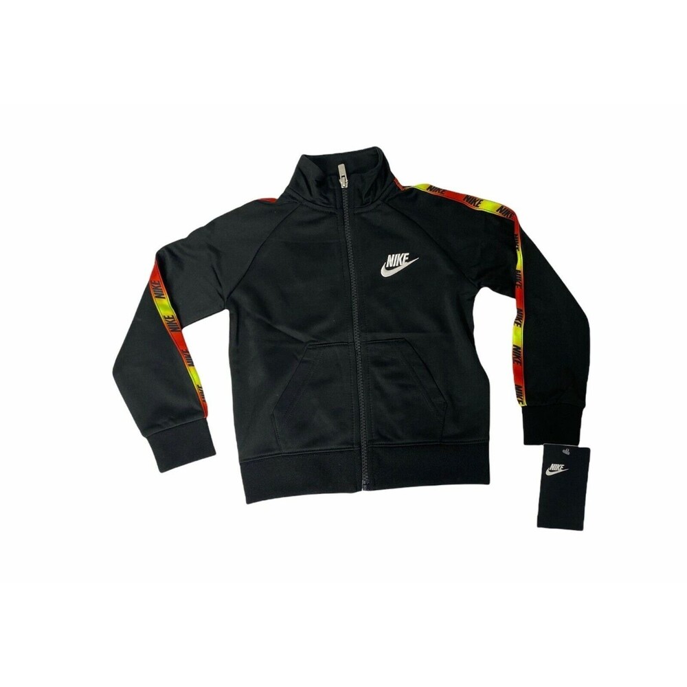Nike Toddler Boys 2T Black Track Jacket Full Zip Logo Tape Sleeve Athletic